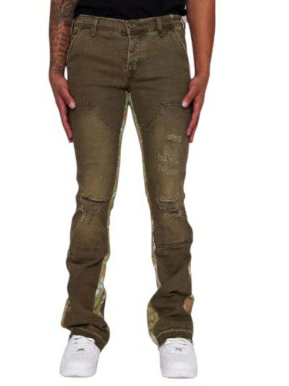Valabasas Alpha Denim Olive Jacquard Men's Jeans 30 X 33.5